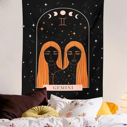 Black scorpio celestial constellation tapestry bedroom moon wall art