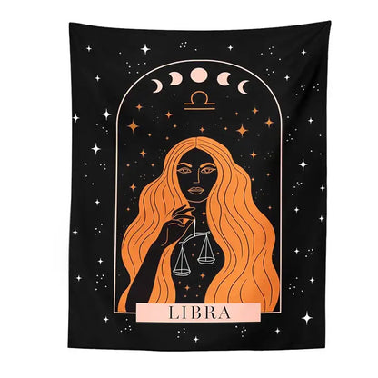 Black scorpio celestial constellation tapestry bedroom moon wall art