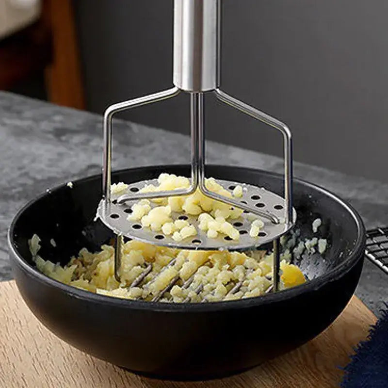 Black & silver stainless steel potato masher kitchen food crusher