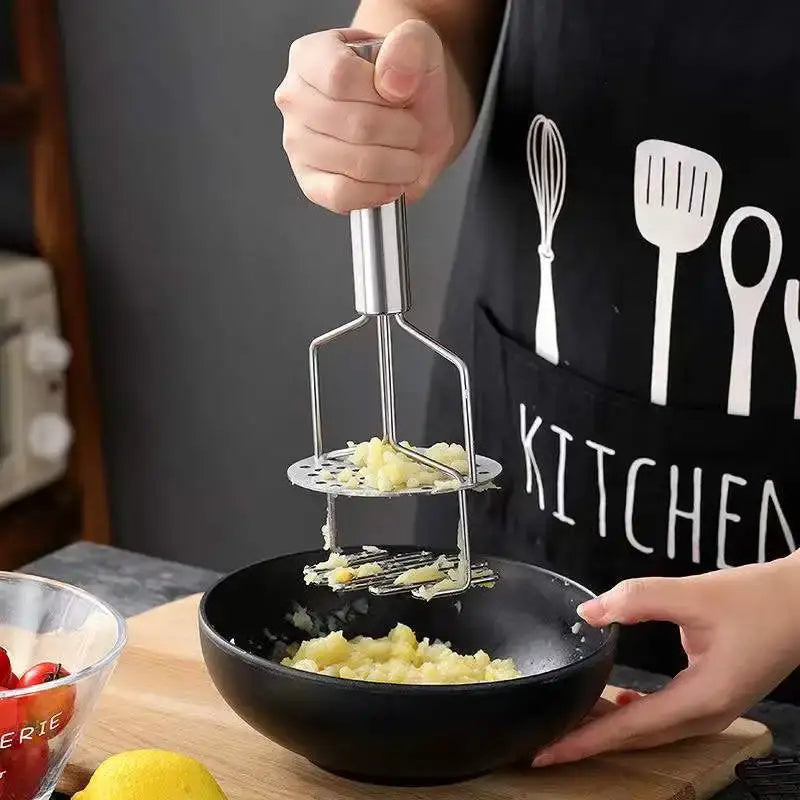 Black & silver stainless steel potato masher kitchen food crusher