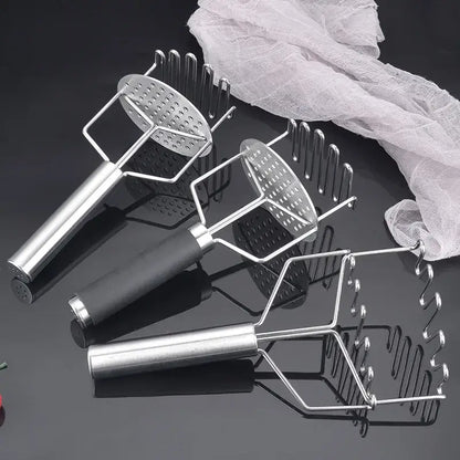Black & silver stainless steel potato masher kitchen food crusher