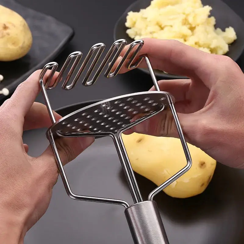 Black & silver stainless steel potato masher kitchen food crusher