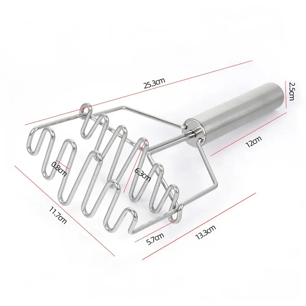 Black & silver stainless steel potato masher kitchen food crusher