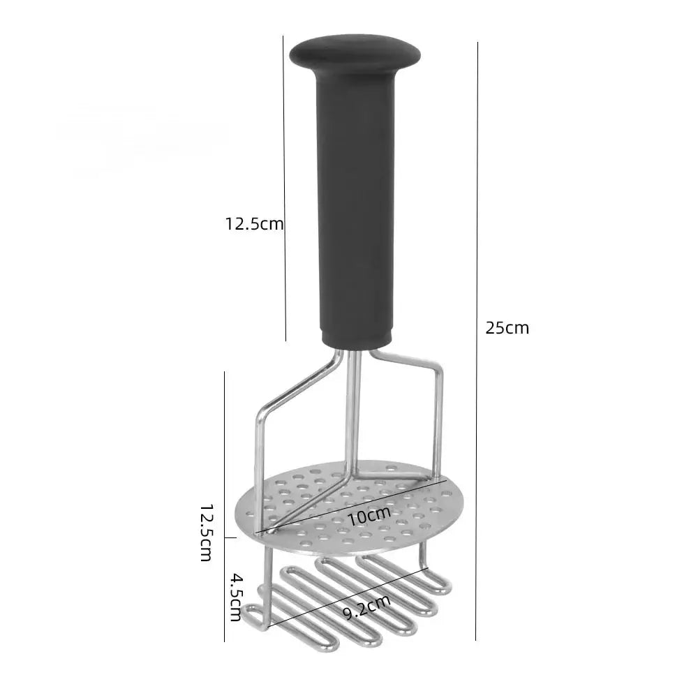 Black & silver stainless steel potato masher kitchen food crusher