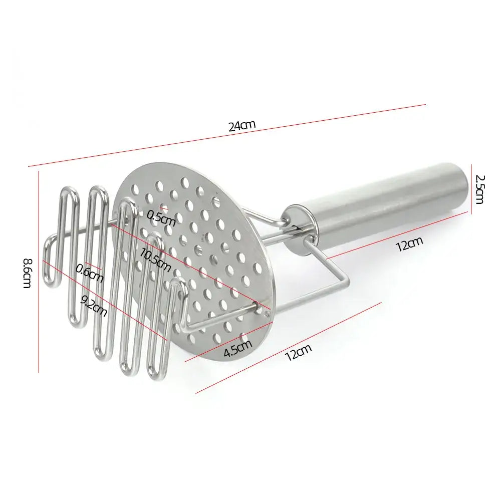Black & silver stainless steel potato masher kitchen food crusher