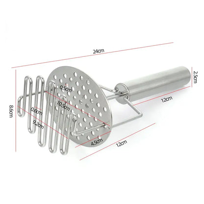 Black & silver stainless steel potato masher kitchen food crusher
