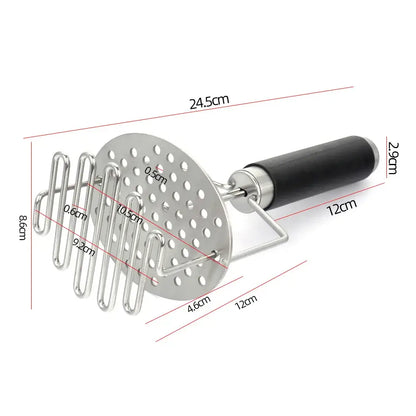 Black & silver stainless steel potato masher kitchen food crusher