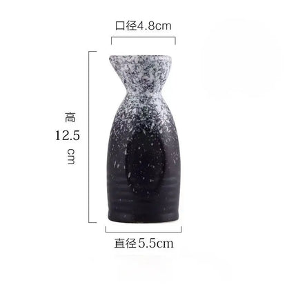 Black speckled ceramic wine sake set with heater for dining room