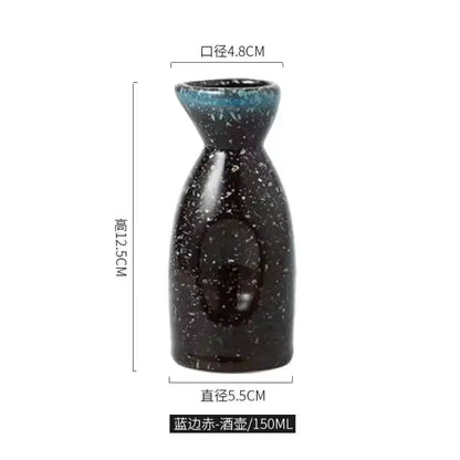 Black speckled ceramic wine sake set with heater for dining room