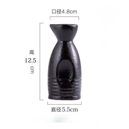 Black speckled ceramic wine sake set with heater for dining room