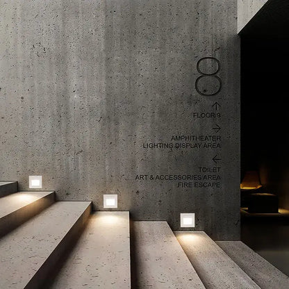 Black square & circular ip65 waterproof embedded step lights outdoor