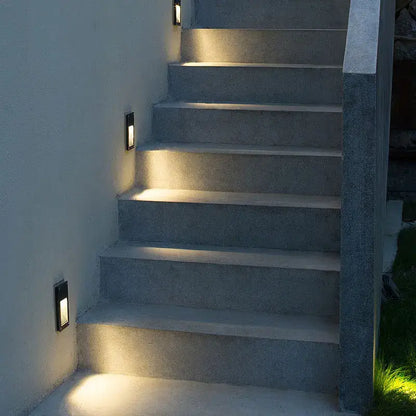 Black square & circular ip65 waterproof embedded step lights outdoor