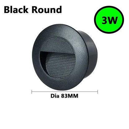 Black square & circular ip65 waterproof embedded step lights outdoor