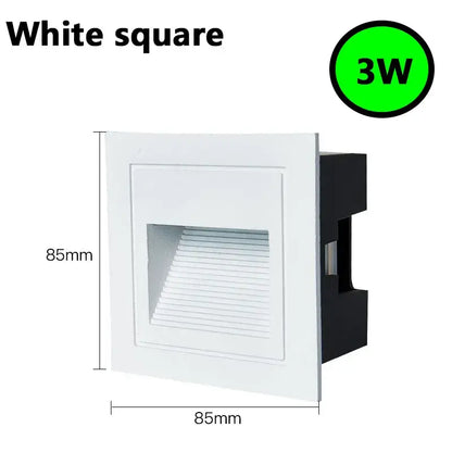 Black square & circular ip65 waterproof embedded step lights outdoor