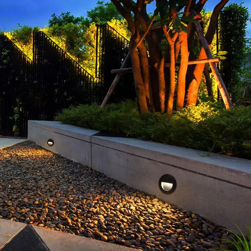 Black square & circular ip65 waterproof embedded step lights outdoor