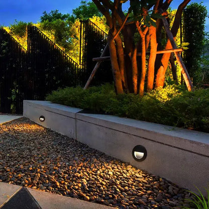 Black square & circular ip65 waterproof embedded step lights outdoor