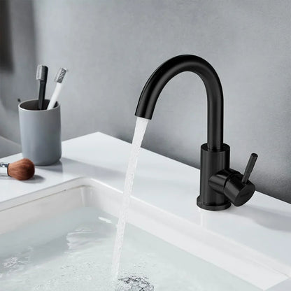 DecorBites™ Black Stainless Steel Bathroom Faucet - Single Handle