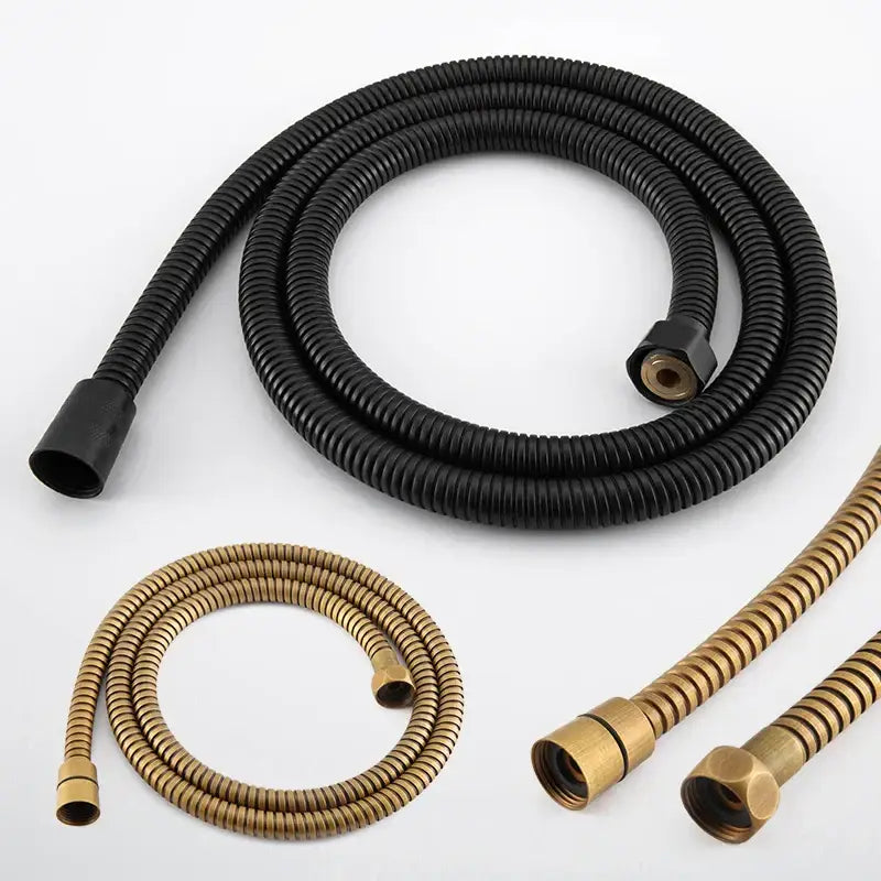 Black stainless steel flexible shower hose bathroom brass fittings