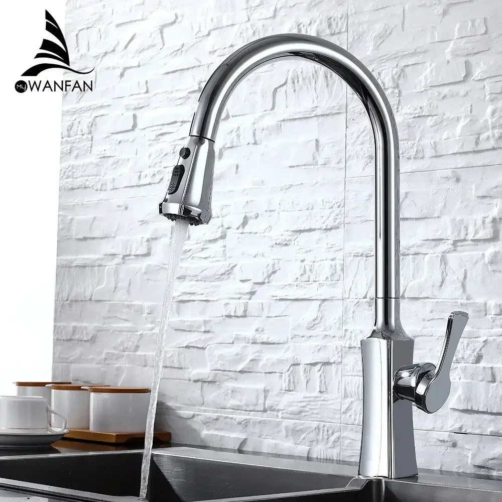 Black stream handle matte black pull out faucet kitchen tap