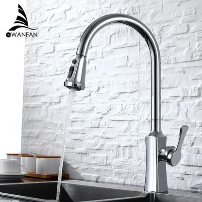 Black stream handle matte black pull out faucet kitchen tap