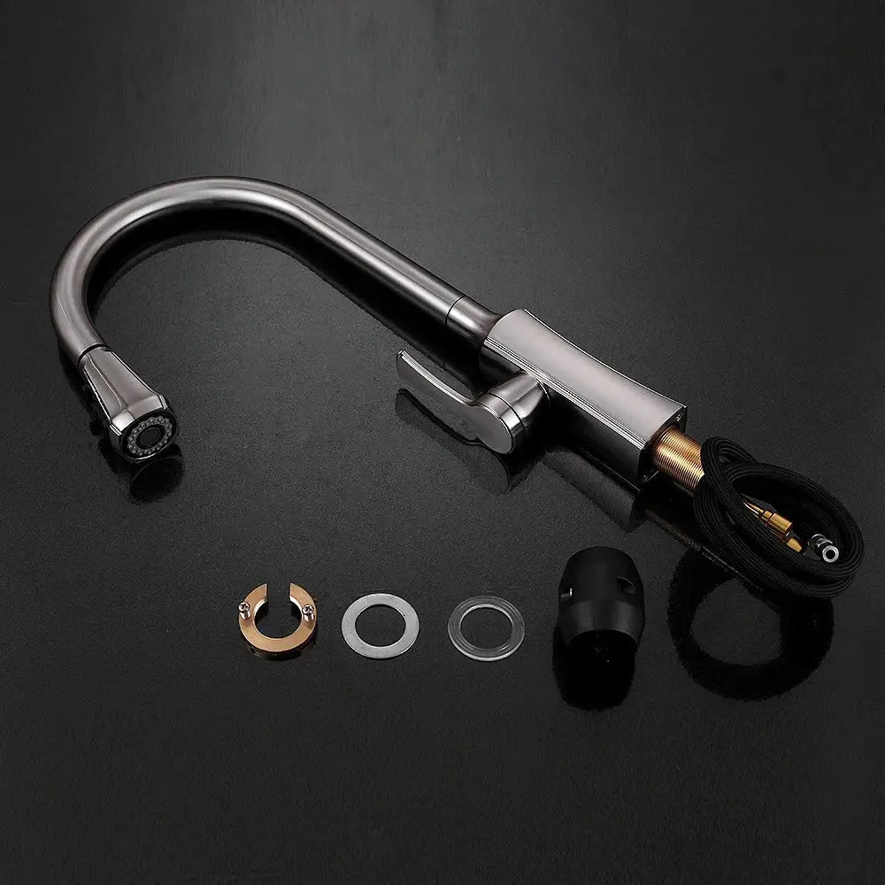 Black stream handle matte black pull out faucet kitchen tap
