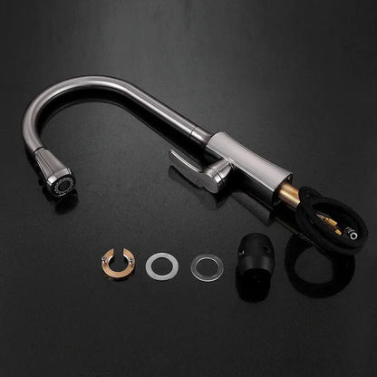 Black stream handle matte black pull out faucet kitchen tap