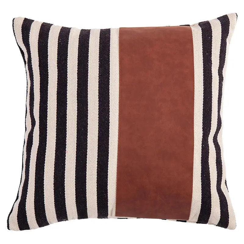 Black stripe faux leather pillow cover living room decor