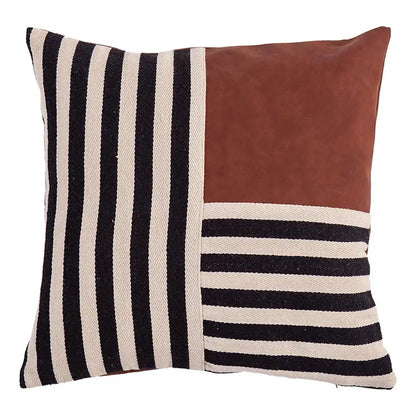 Black stripe faux leather pillow cover living room decor