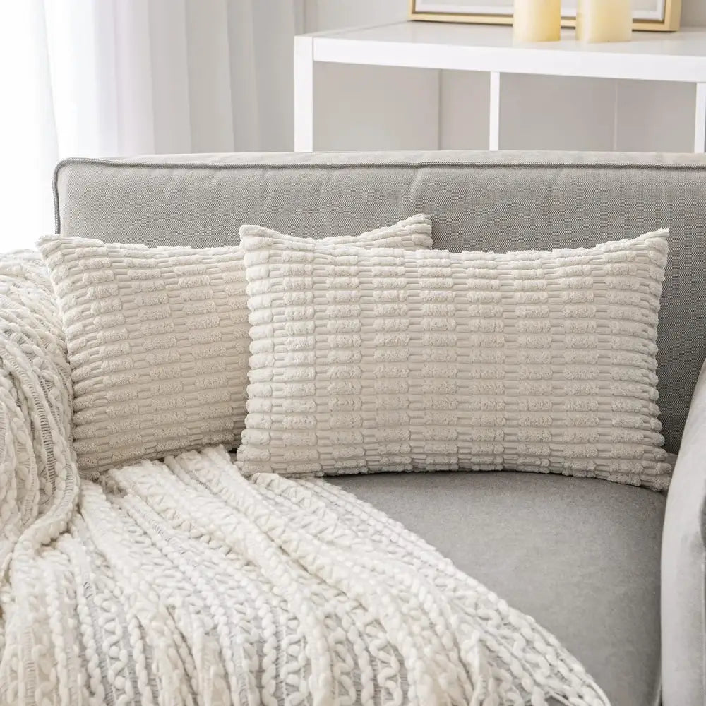 Black striped corduroy throw pillow cover – living room cushion case