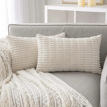 Black striped corduroy throw pillow cover – living room cushion case