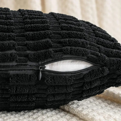 Black striped corduroy throw pillow cover – living room cushion case