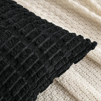 Black striped corduroy throw pillow cover – living room cushion case