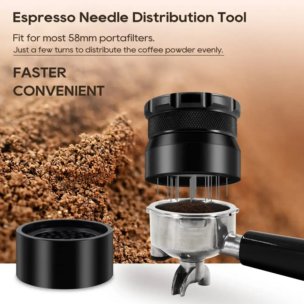 Black textured coffee needle block distributor kitchen espresso tool