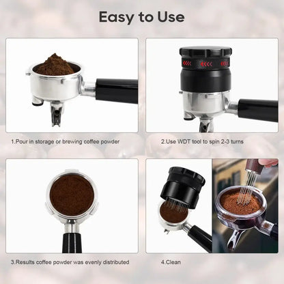 Black textured coffee needle block distributor kitchen espresso tool