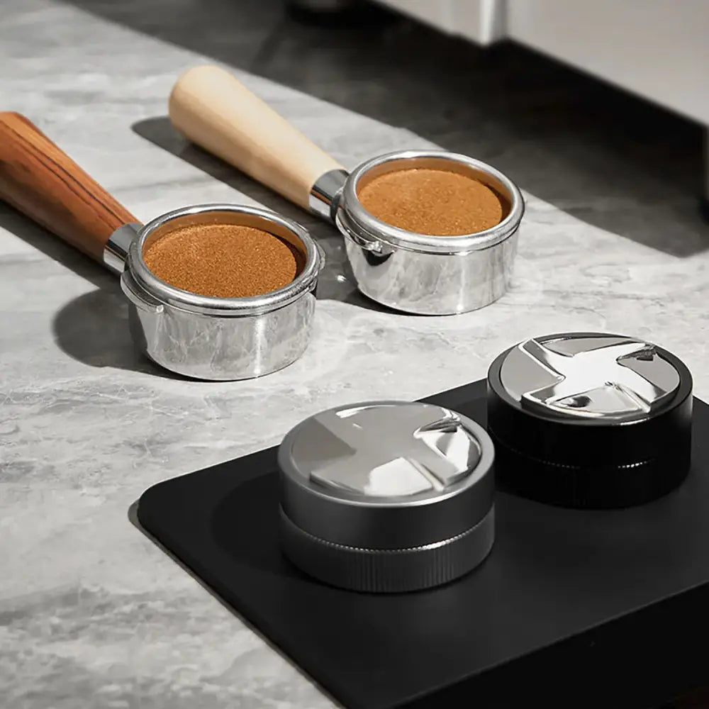 Black textured espresso tamper kitchen gravity powder tool