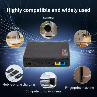 Black textured mini ups backup battery office router power supply