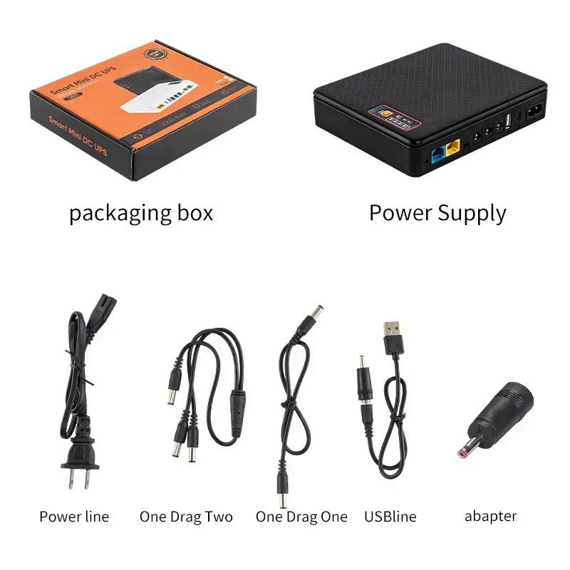 Black textured mini ups backup battery office router power supply