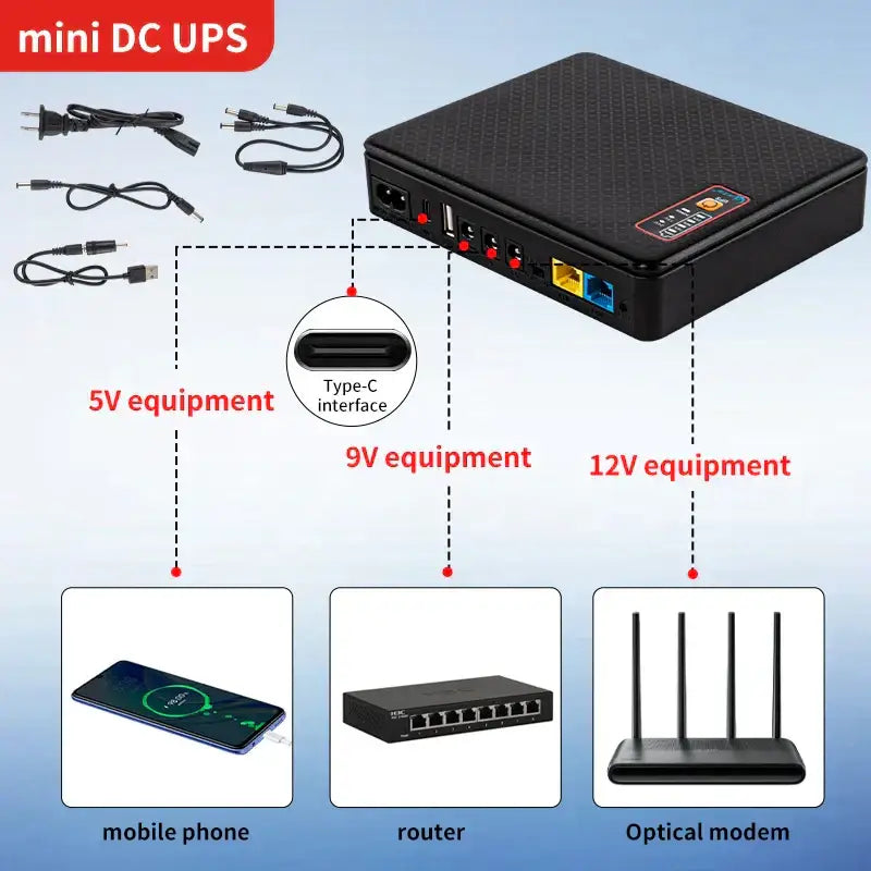Black textured mini ups backup battery office router power supply