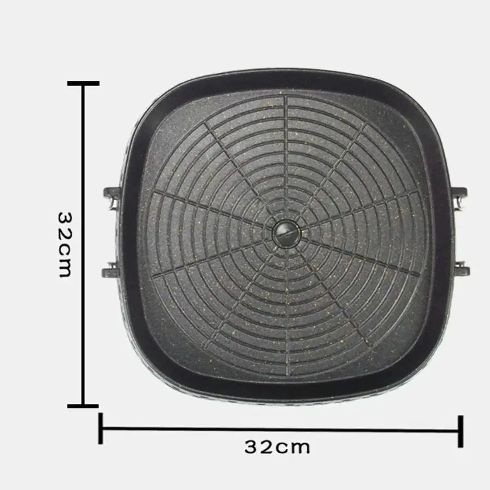 Black textured square korean bbq grill pan kitchen cookware