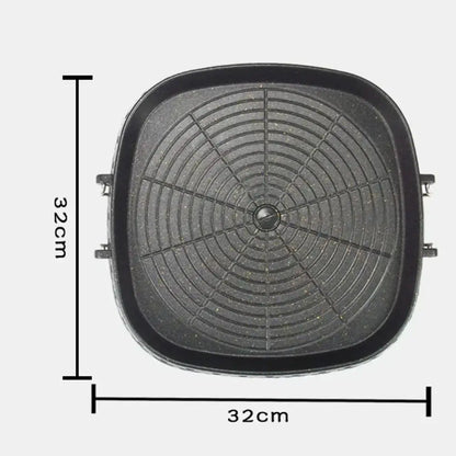 Black textured square korean bbq grill pan kitchen cookware