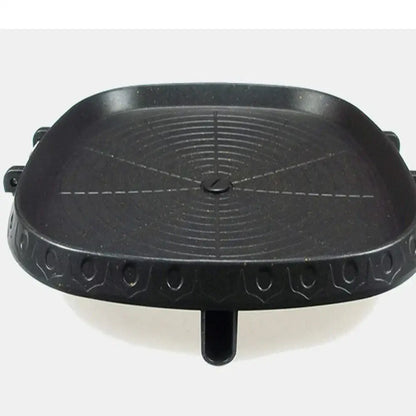 Black textured square korean bbq grill pan kitchen cookware