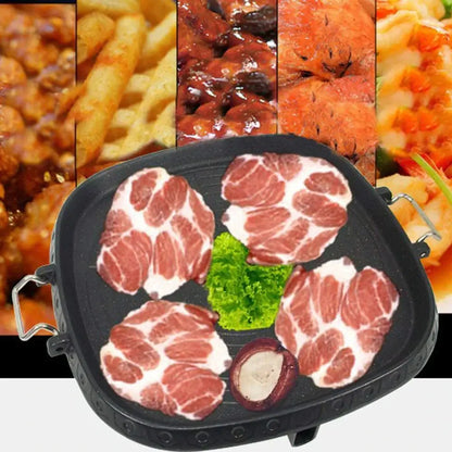 Black textured square korean bbq grill pan kitchen cookware