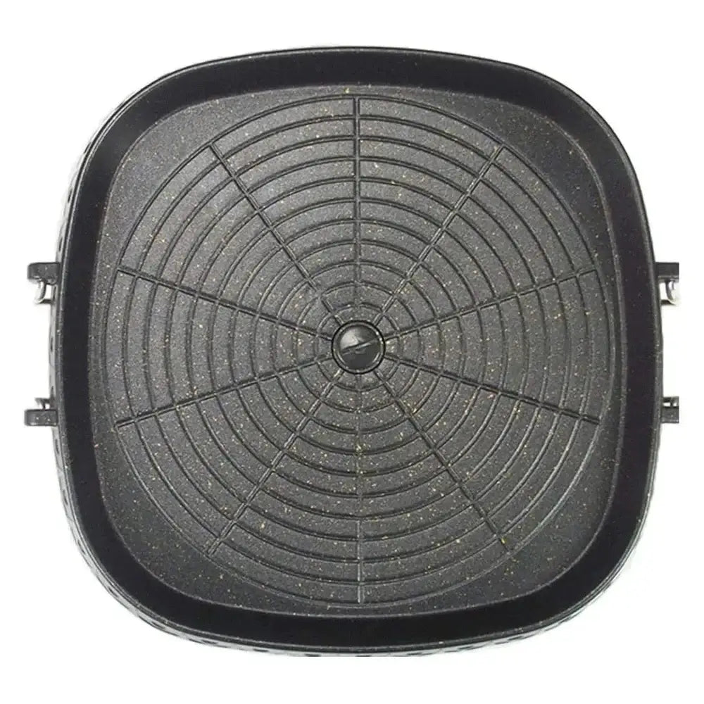 Black textured square korean bbq grill pan kitchen cookware