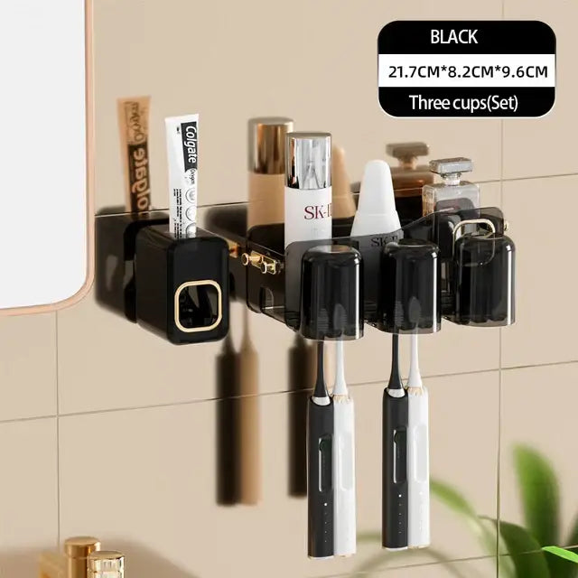 Black translucent inverted toothbrush holder and bathroom storage rack