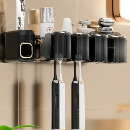 Black translucent inverted toothbrush holder and bathroom storage rack