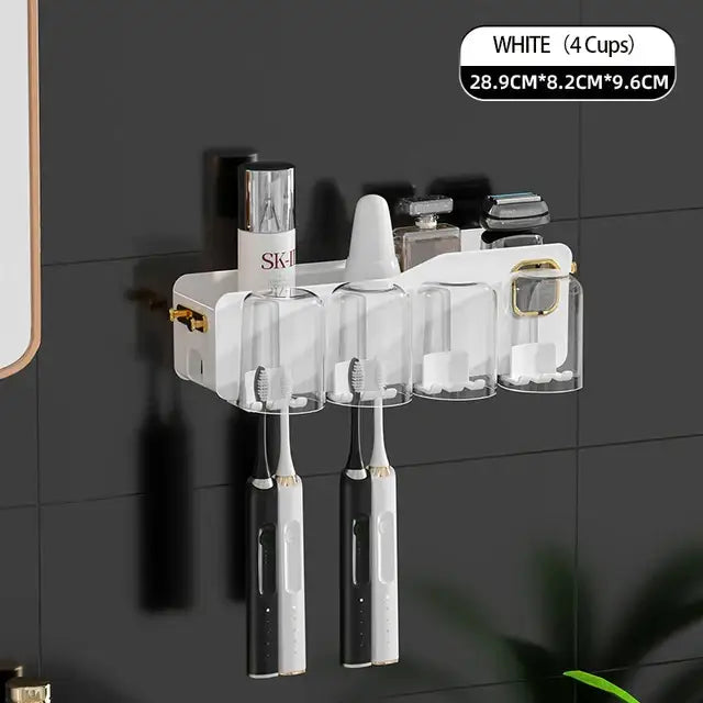 Black translucent inverted toothbrush holder and bathroom storage rack