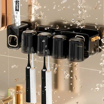 Black translucent inverted toothbrush holder and bathroom storage rack