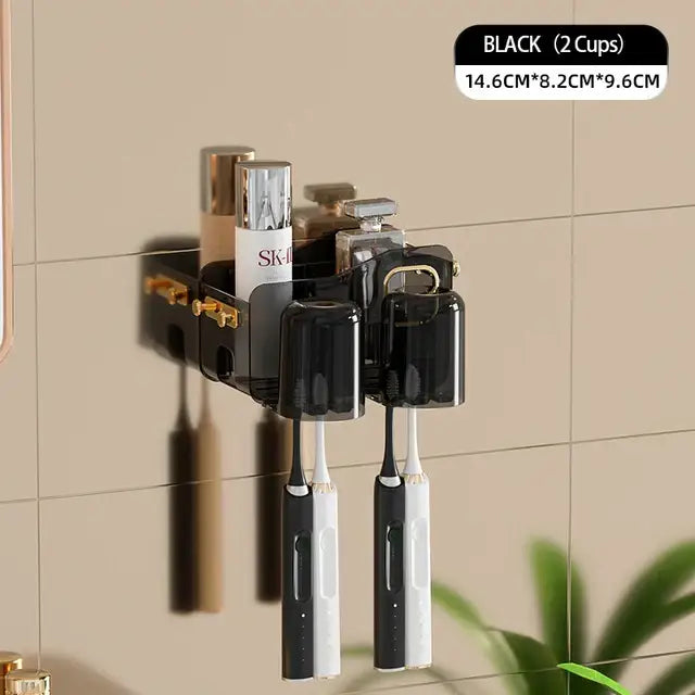 Black translucent inverted toothbrush holder and bathroom storage rack