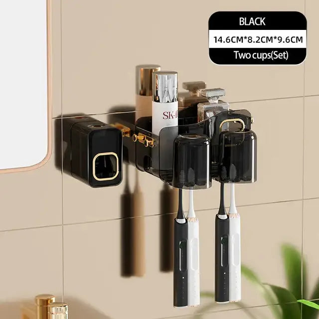 Black translucent inverted toothbrush holder and bathroom storage rack