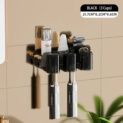 Black translucent inverted toothbrush holder and bathroom storage rack
